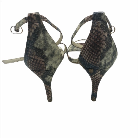 Anne Michelle Snakeskin Print Square Toe Ankle Strap Stiletto Heels Multi 8.5 - Picture 5 of 5